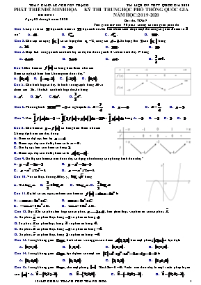 Đề luyện thi THPT Quốc gia môn Toán - Đề số 81 - Năm học 2019-2020 - Lê Nguyên Thạch (Có đáp án)